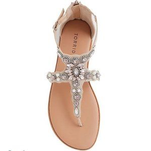 Torrid Faux Leather Rhinestone Sandals Blush/Tan Size Women's 10.5 Wide